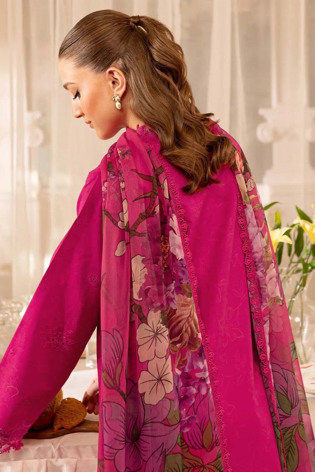 Gulrukh Fuchsia Embroidered 3-Piece Suit