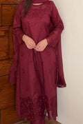 Zareen Maroon Luxury 3-Piece Suit