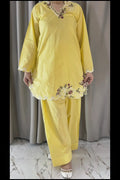 Lemon Zoya Embroidered 2-Piece Suit