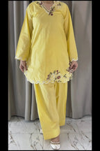 Lemon Zoya Embroidered 2-Piece Suit