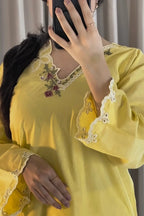 Lemon Zoya Embroidered 2-Piece Suit