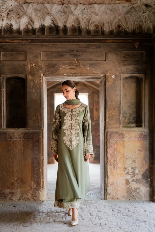 Zareefa Sage Embroidered 3-Piece Suit