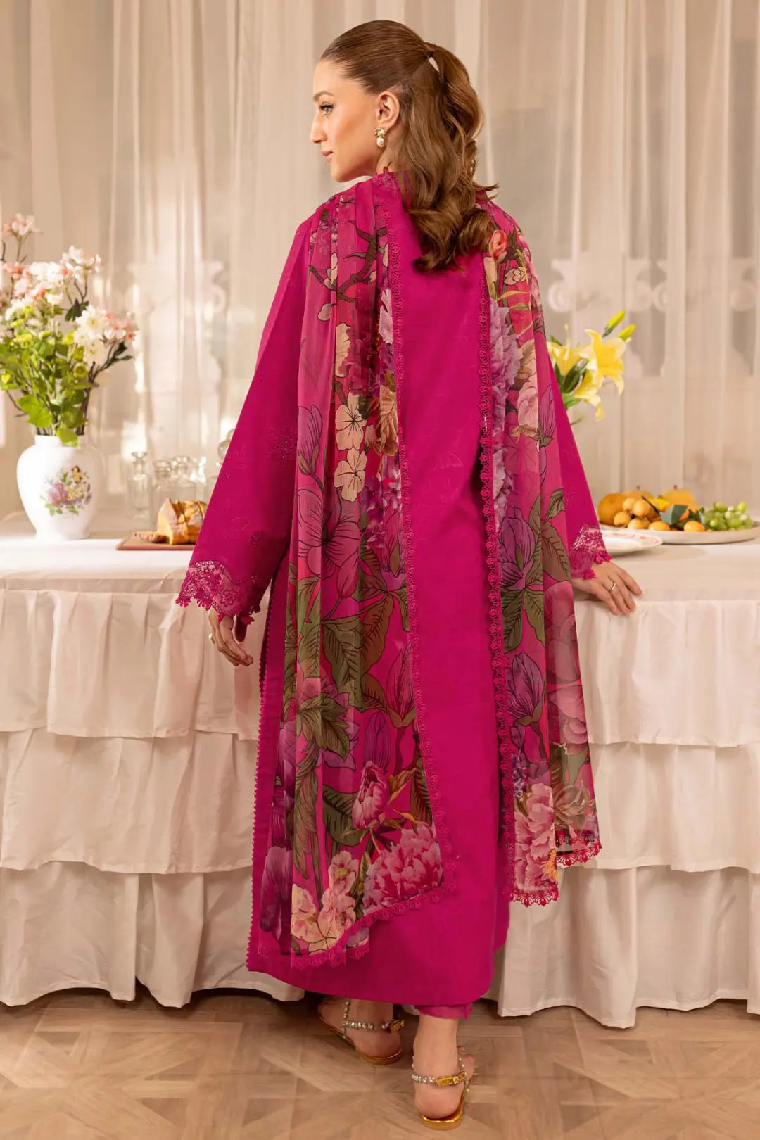 Gulrukh Fuchsia Embroidered 3-Piece Suit