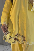 Lemon Zoya Embroidered 2-Piece Suit