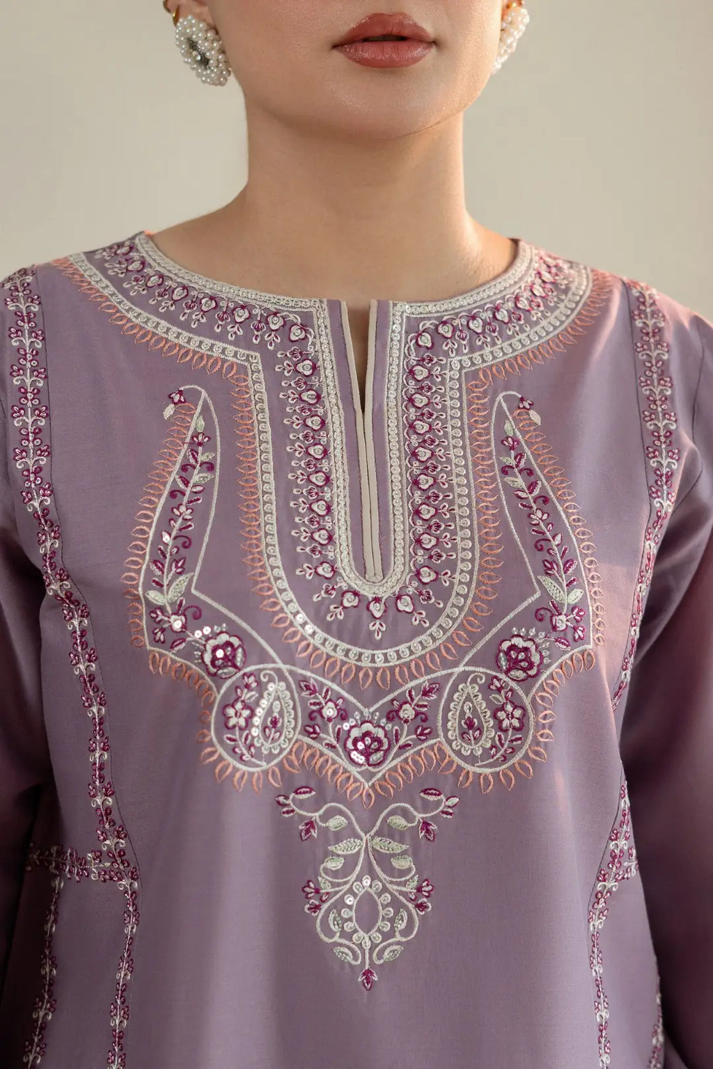 Mahveen Lilac Embroidered 2-Piece Suit
