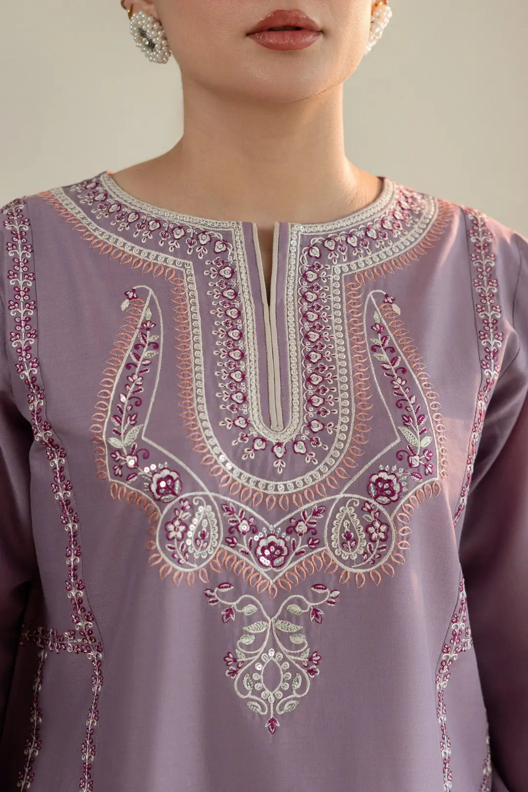 Mahveen Lilac Embroidered 2-Piece Suit