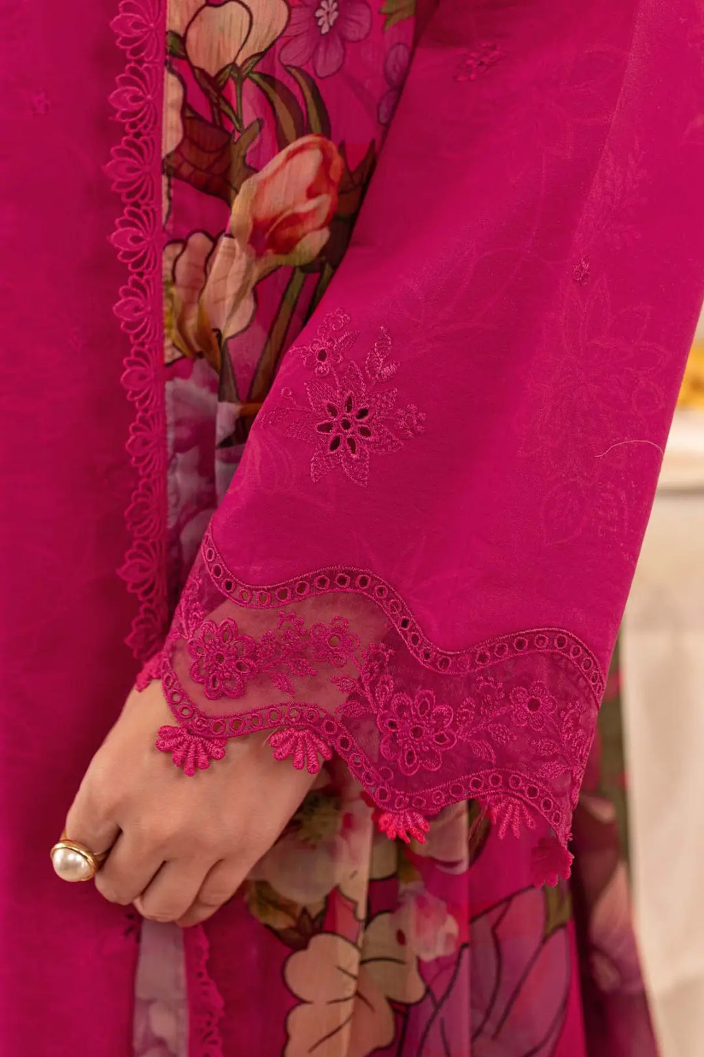 Gulrukh Fuchsia Embroidered 3-Piece Suit