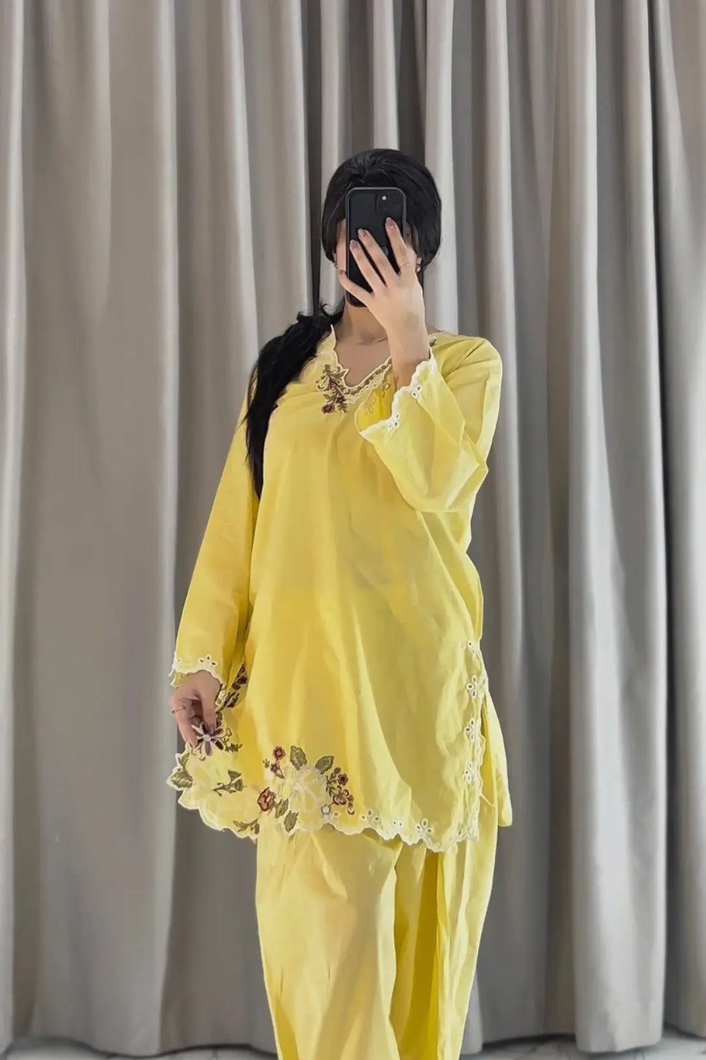 Lemon Zoya Embroidered 2-Piece Suit